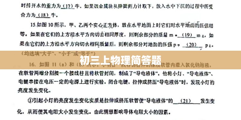 初三上物理简答题