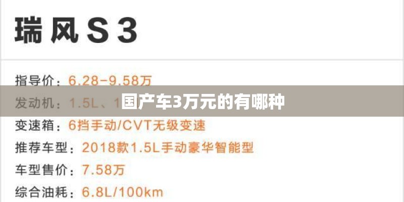 国产车3万元的有哪种