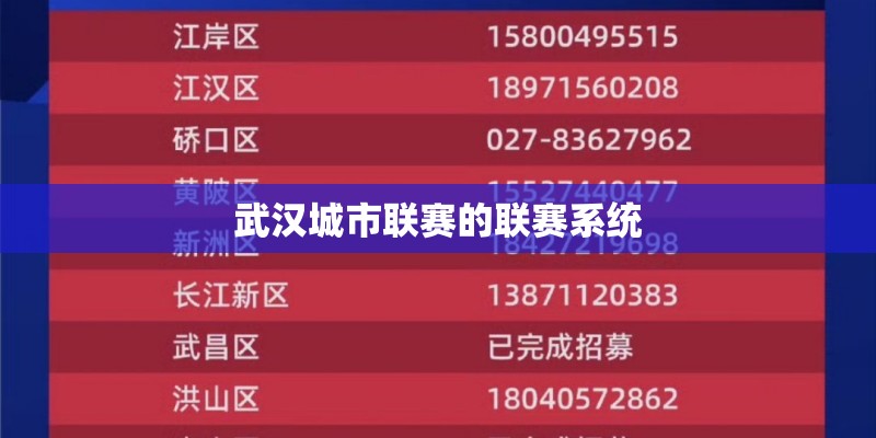 武汉城市联赛的联赛系统