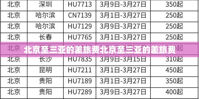 北京至三亚的差旅费北京至三亚的差旅费