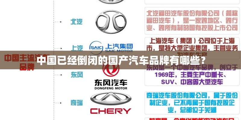 中国已经倒闭的国产汽车品牌有哪些？