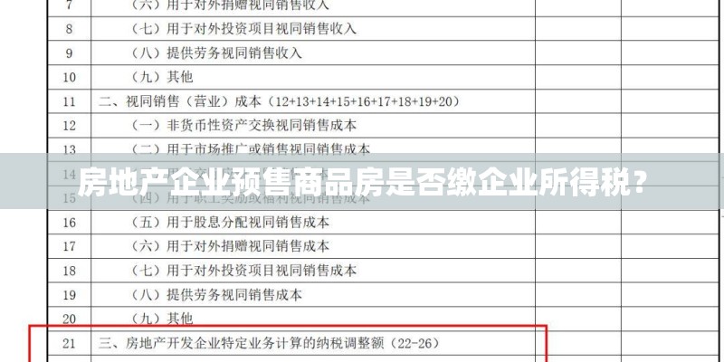 房地产企业预售商品房是否缴企业所得税? 房地产企业预售商品房是否缴企业所得税?