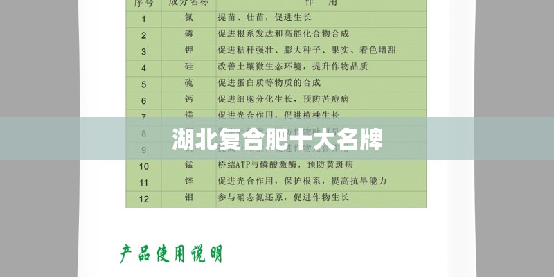 湖北复合肥十大名牌