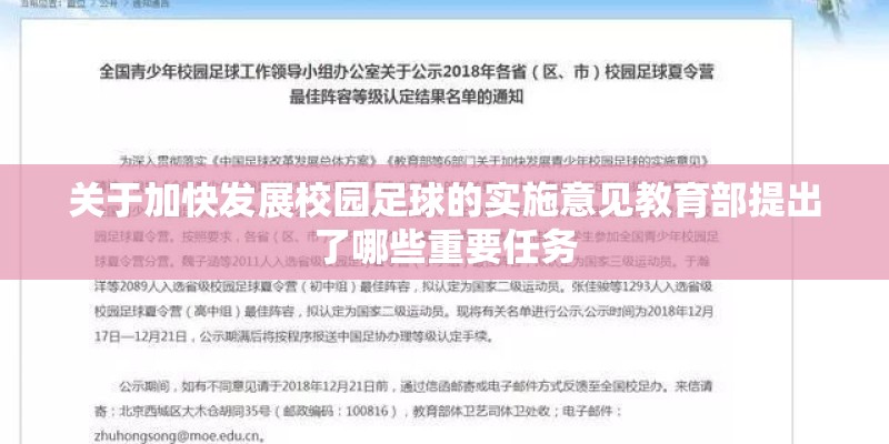 关于加快发展校园足球的实施意见教育部提出了哪些重要任务