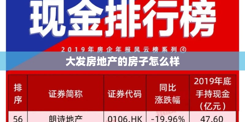 大发房地产的房子怎么样