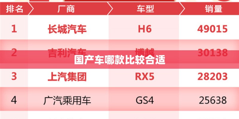国产车哪款比较合适