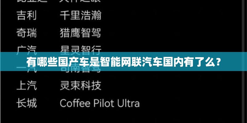 有哪些国产车是智能网联汽车国内有了么？