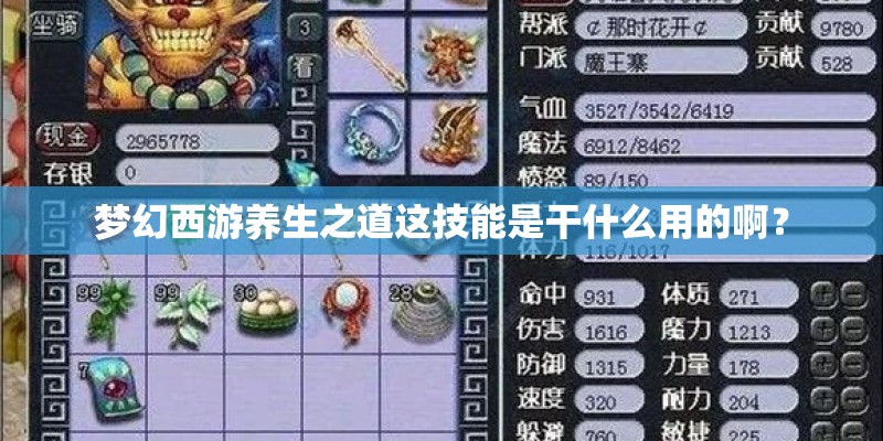 梦幻西游养生之道这技能是干什么用的啊？