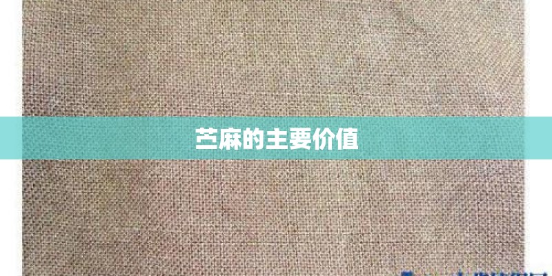 苎麻的主要价值