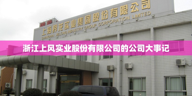 浙江上风实业股份有限公司的公司大事记