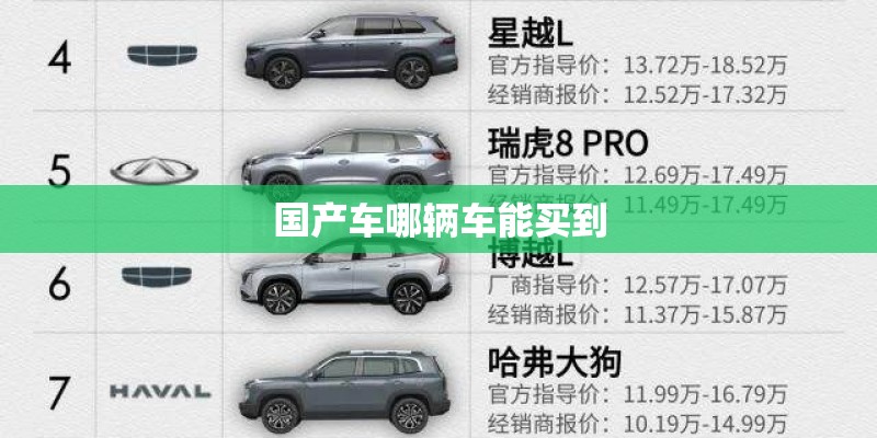 国产车哪辆车能买到
