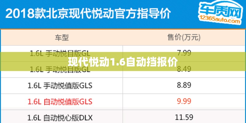 现代悦动1.6自动挡报价