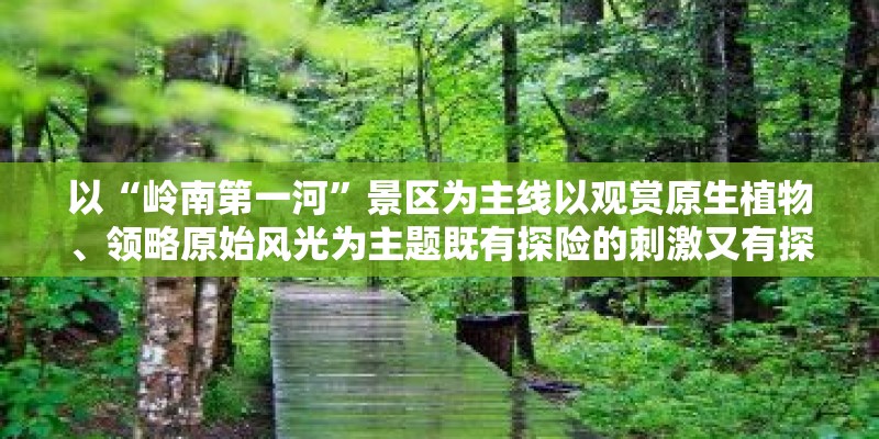 以“岭南第一河”景区为主线以观赏原生植物、领略原始风光为主题既有探险的刺激又有探险的乐趣