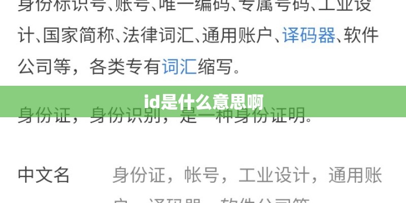 id是什么意思啊