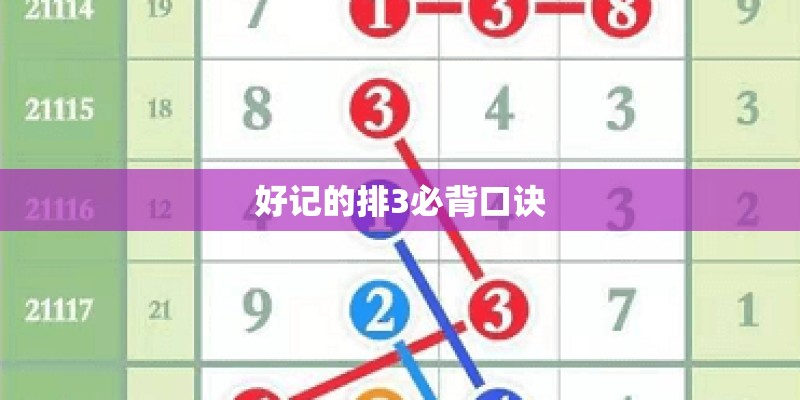 好记的排3必背口诀 好记的排3必背口诀